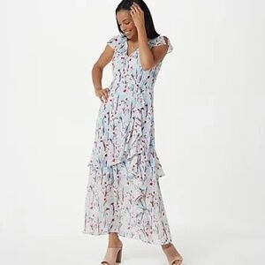 Haute Hippie Ruffle Floral Maxi Dress Size 2X